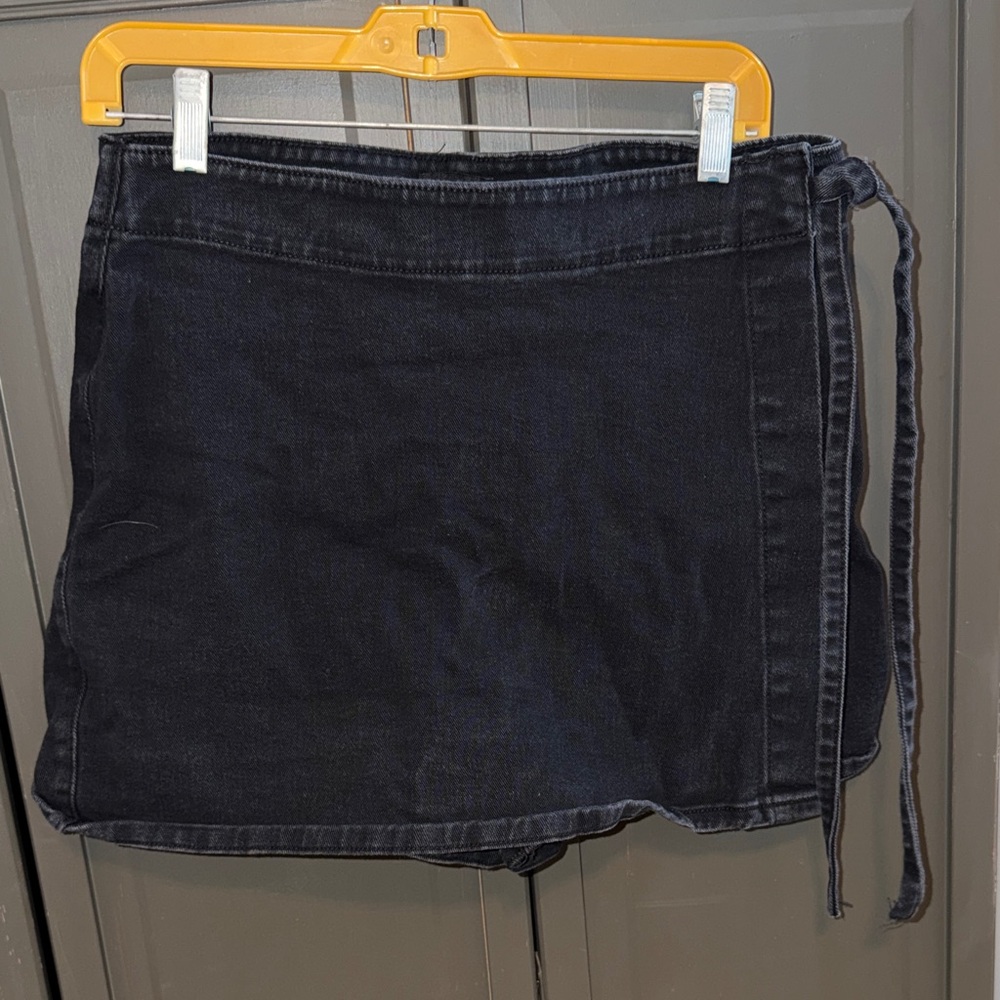 Express Black Denim Wrap Skort